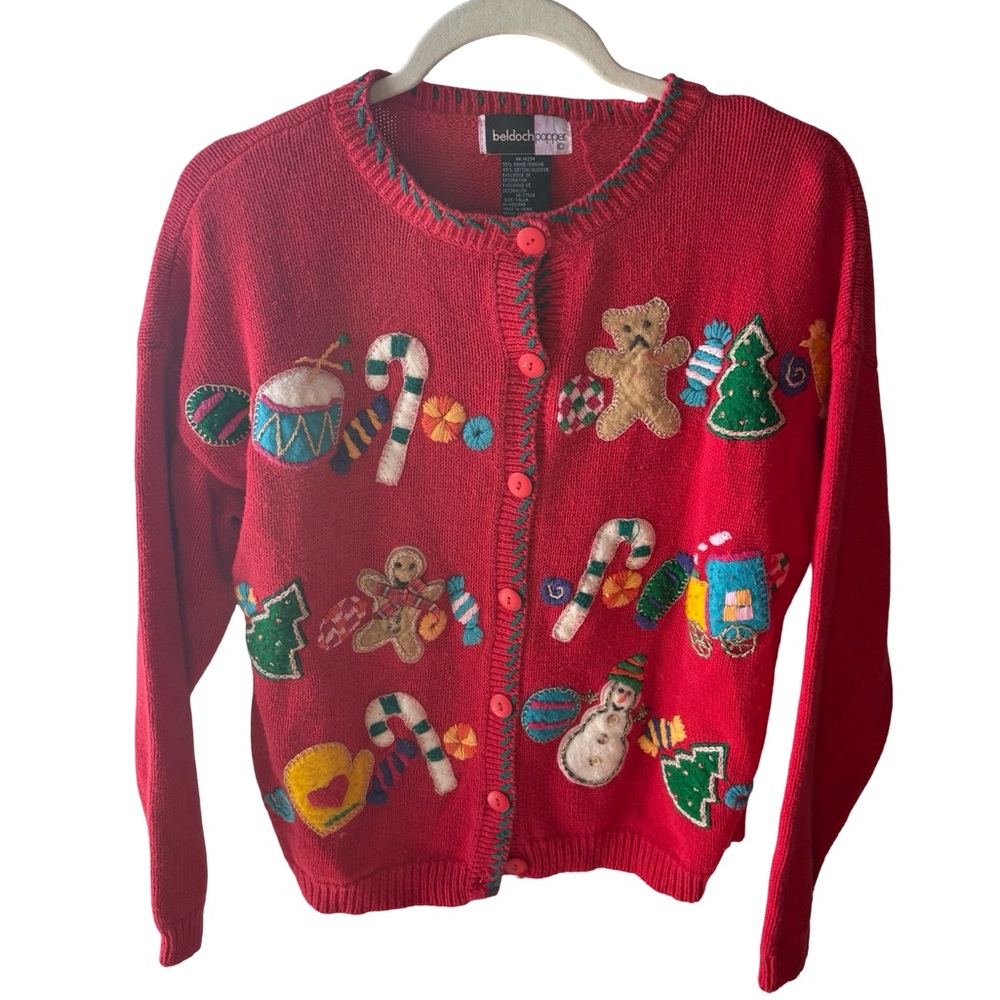 Vintage Red Christmas Holiday Sweater Medium